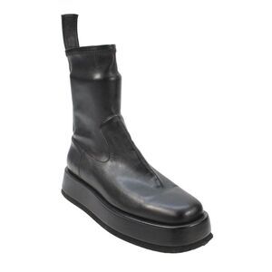 Gia/rhw Womens Leather Slip On Platform Heels Ankle Boots Shoes Black Size 8
